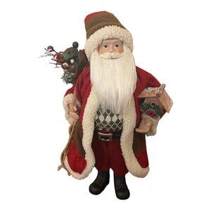 Vintage Holiday Christmas 18" Santa Claus Figure Figurine With Birdhouse